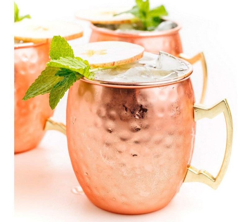 Kit 4 Canecas Moscow Mule Cobre 530ml + 4 Canudos + Dosador