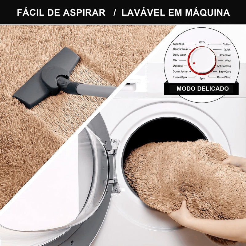 Passadeira Quarto Felpudo Peludo Bege 60 X 180 Cm