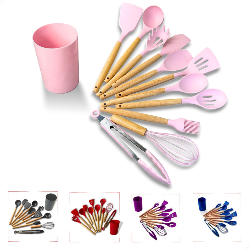 Kit C/12 Utensílios De Cozinha Silicone