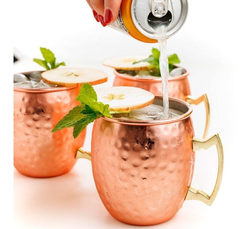 Kit 4 Canecas Moscow Mule Cobre 530ml + 4 Canudos + Dosador