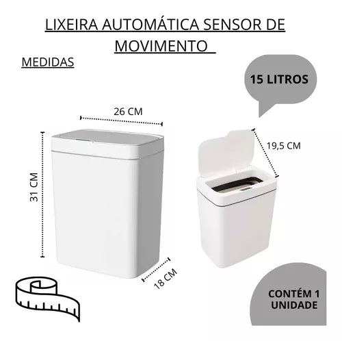 Lixeira Inteligente Smart Sensor Automático 15L