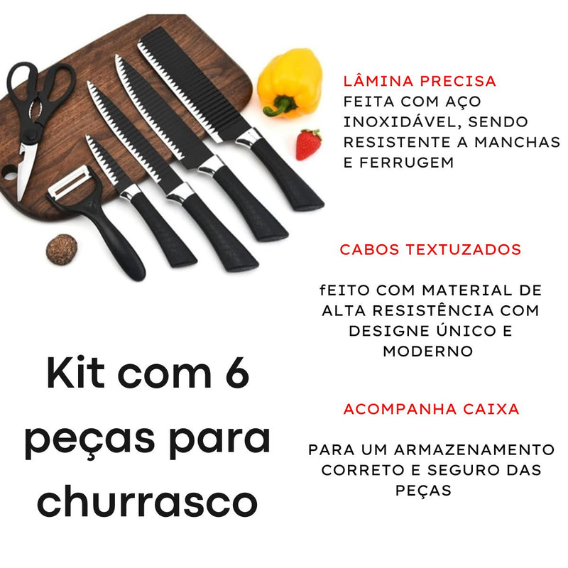 Kit Facas Cozinha Jogo 6 Peças