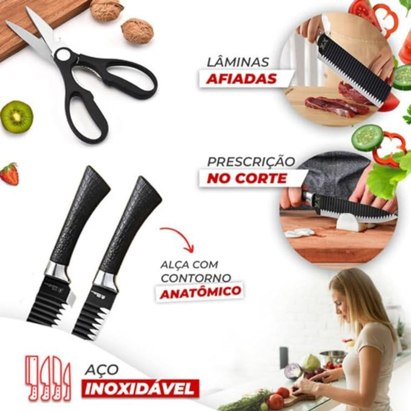 Kit Facas Cozinha Jogo 6 Peças