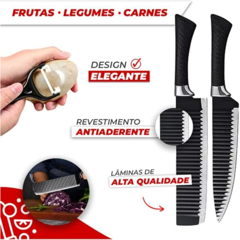 Kit Facas Cozinha Jogo 6 Peças